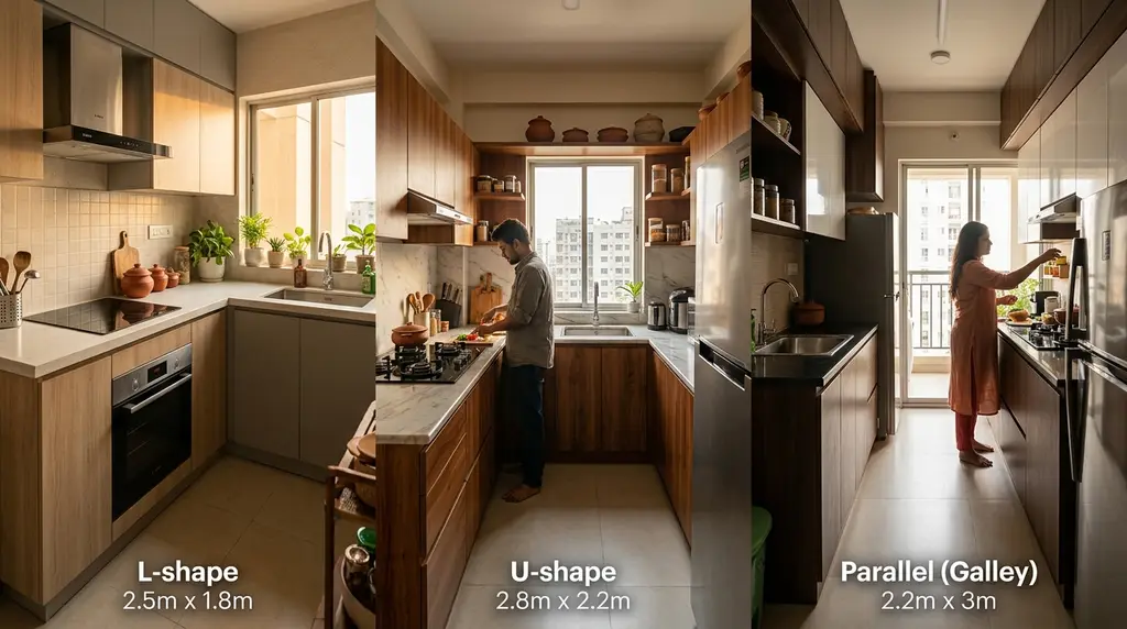 Modern modular kitchen design Bangladesh: L-shape vs U-shape vs parallel for small apartments