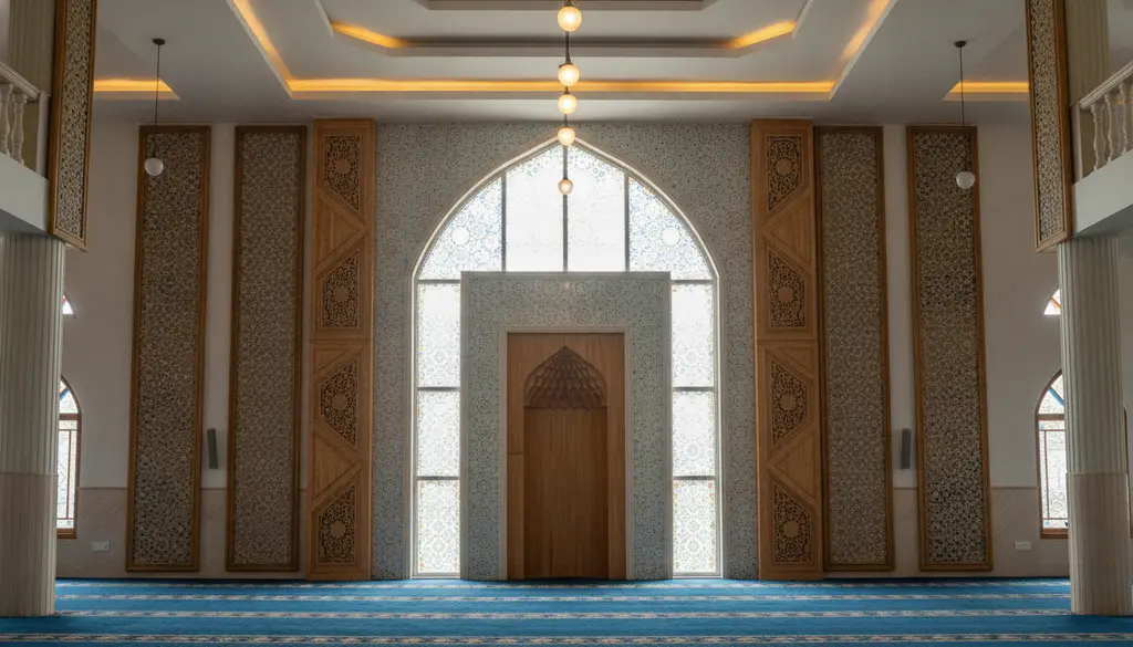 Mosque interior design ideas Bangladesh: mihrab wall, acoustic panels, and lighting plan that fits budget