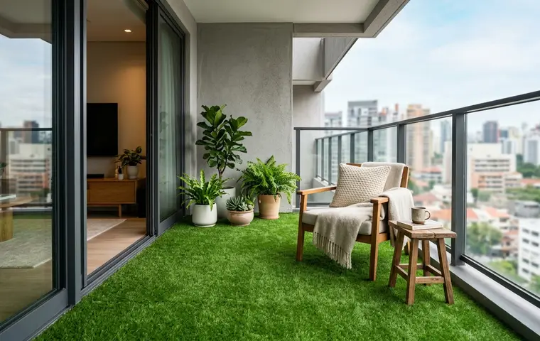 Artificial grass balcony installation