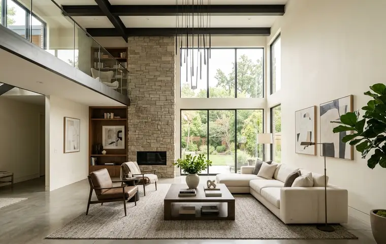 Double-height living room design