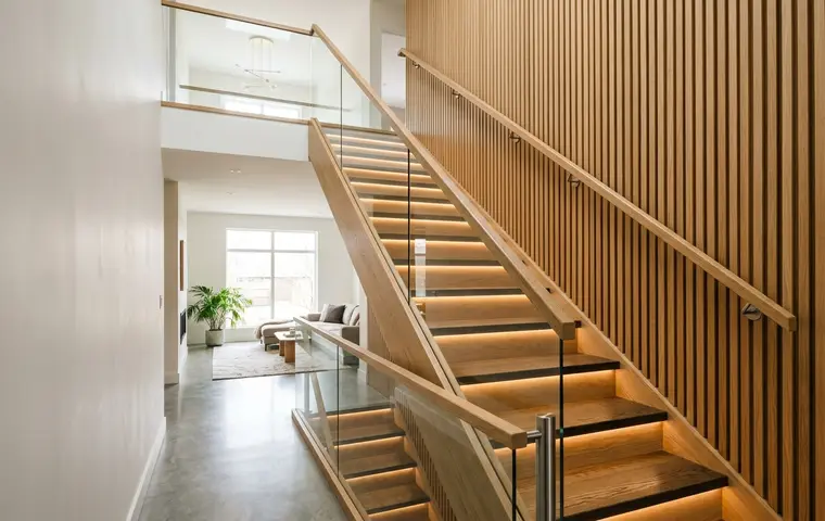 Staircase design (railing, cladding, lighting)