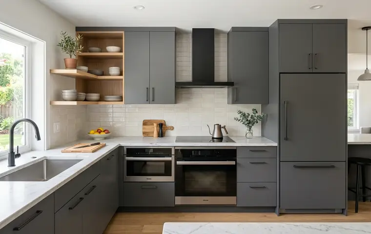 Modular kitchen with matte finish cabinets