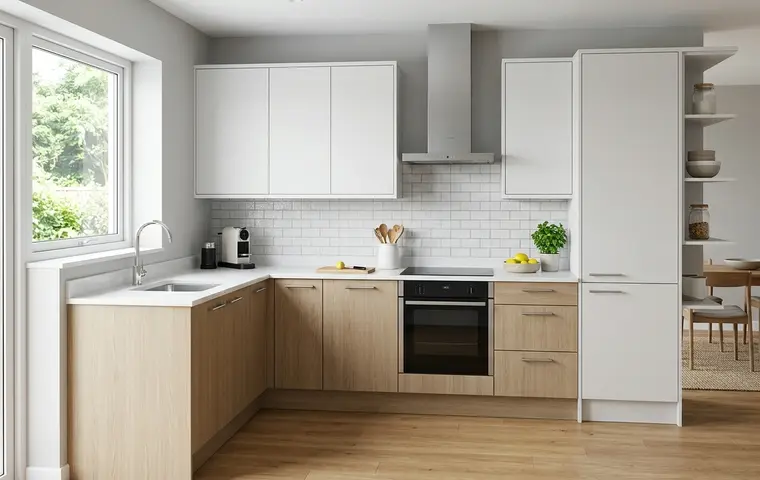 Modular kitchen with PVC board cabinets