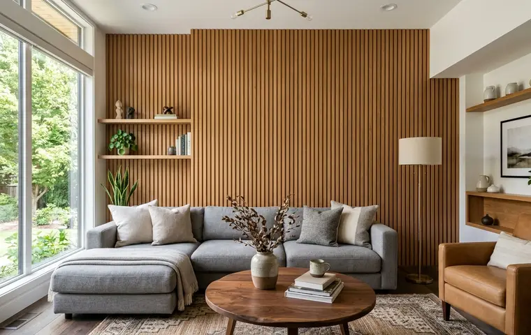 Wooden paneling design for living room