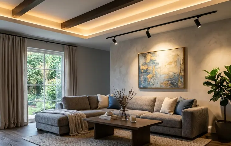 Living room lighting design (cove/spot/track)