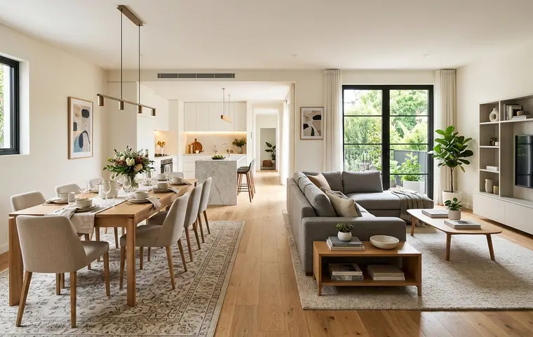 Open-plan living-dining layout planning