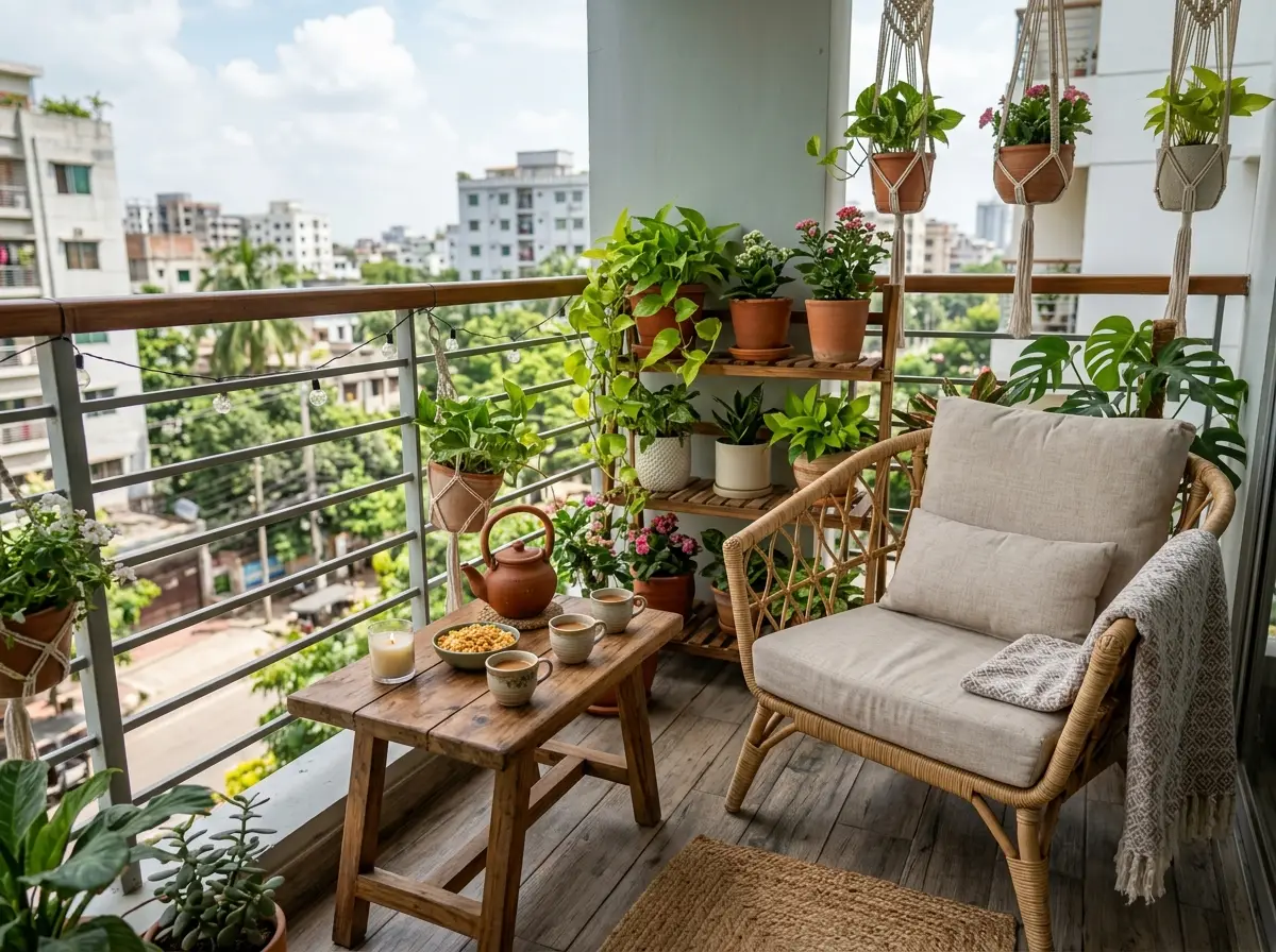 Balcony makeover design (tea corner setup)