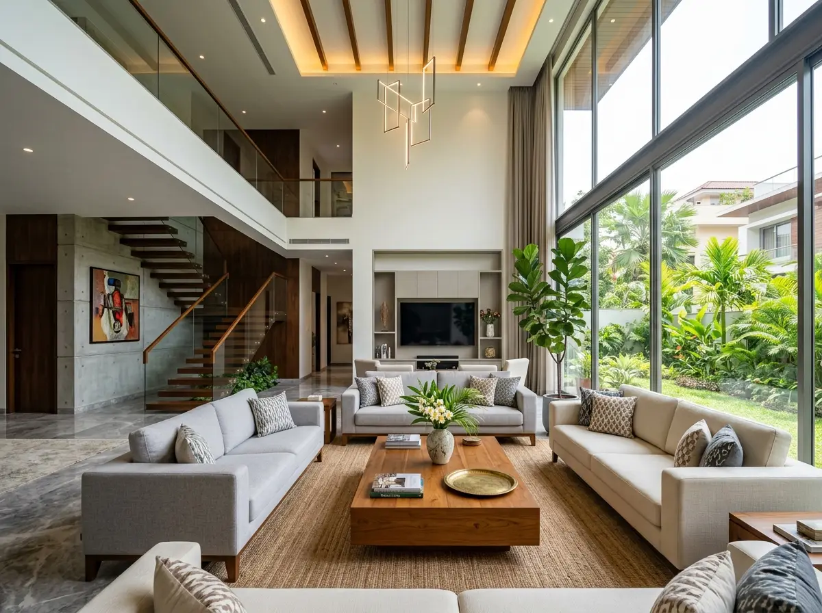 Double-height living room design