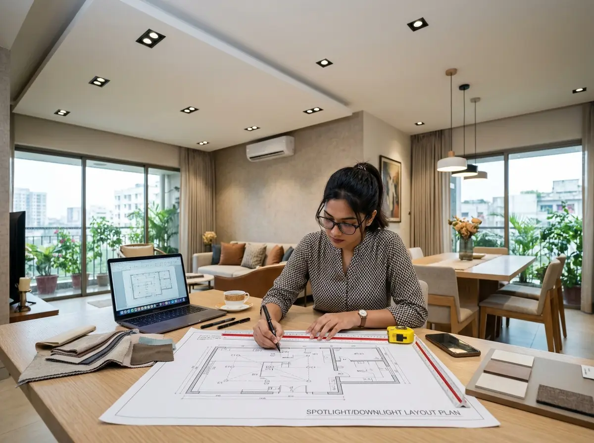 Spotlight/downlight layout plan for Interior Design in Bangladesh