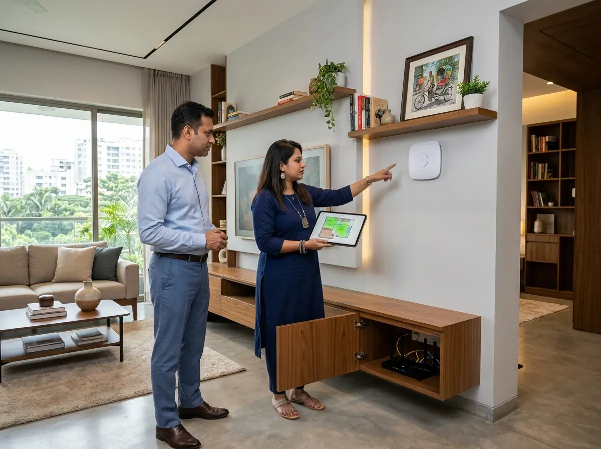 Hide the tech. Boost WiFi. Interior Design in Bangladesh.