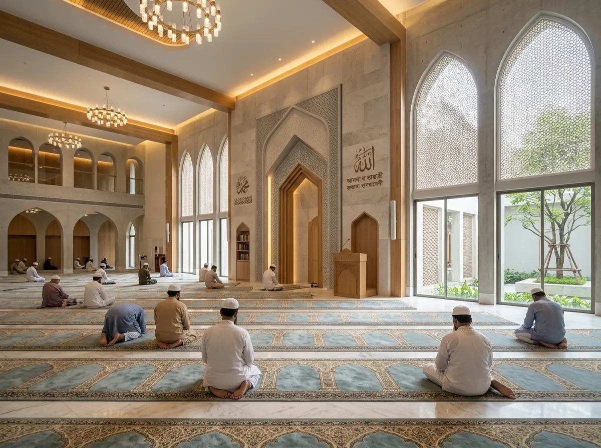 Peaceful Mosque Interior Design in Bangladesh