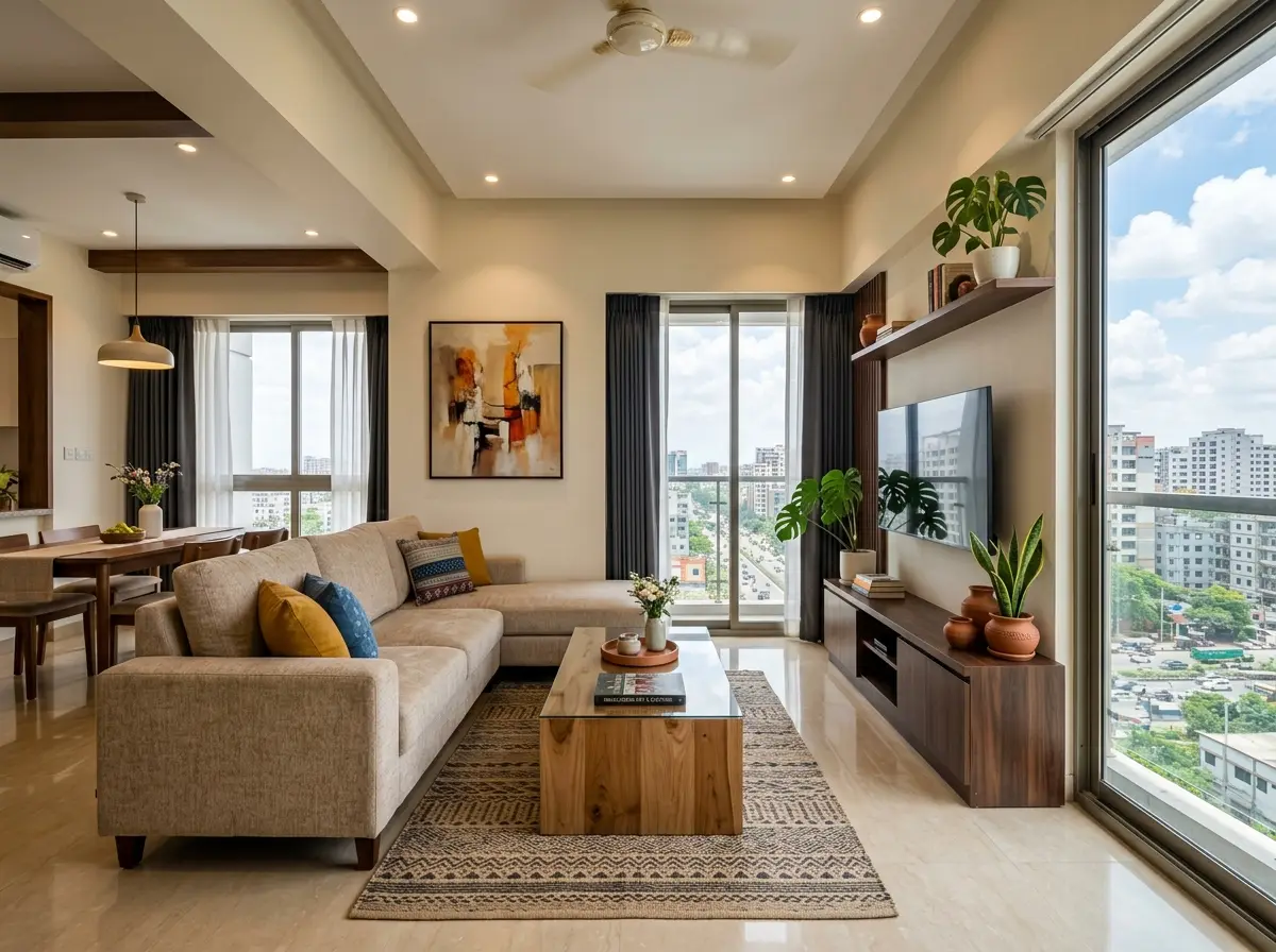 Living room interior design & execution