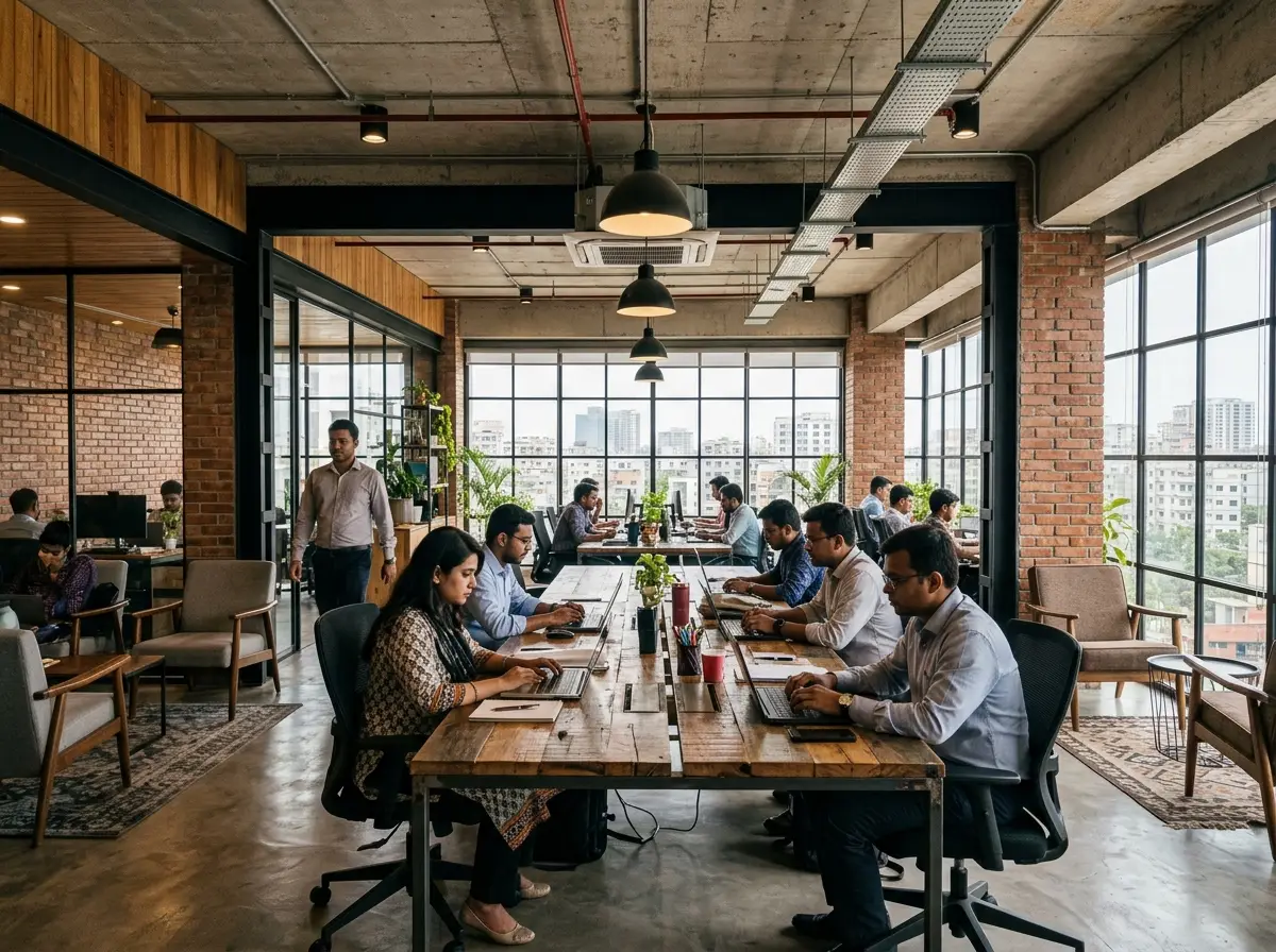 Bold Industrial Style Office Interior Design in Bangladesh