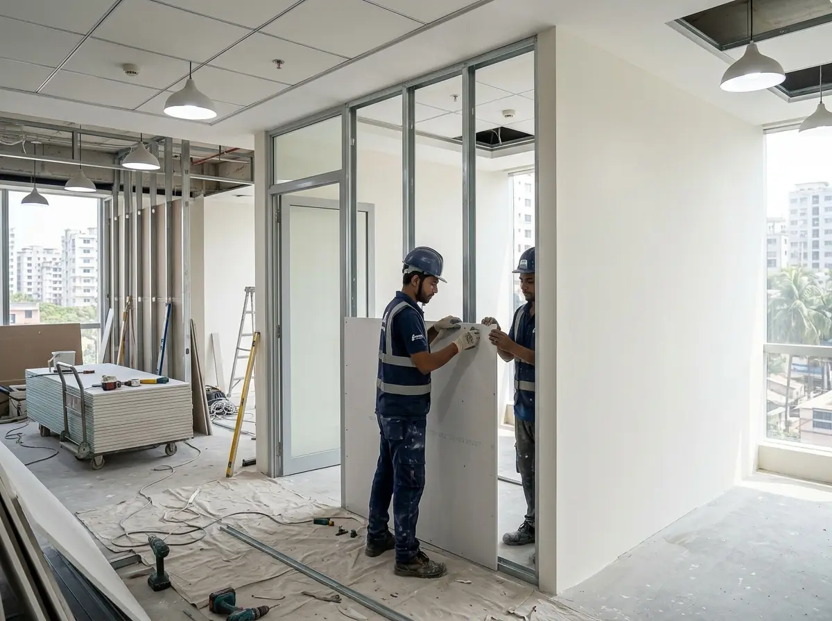 Fast, clean Interior Design in Bangladesh for gypsum board partition & wall lining