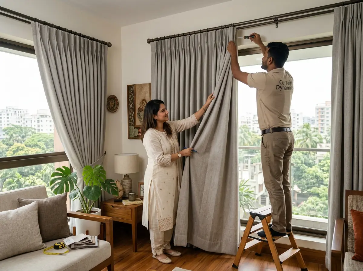 Curtain design, stitching & installation coordination