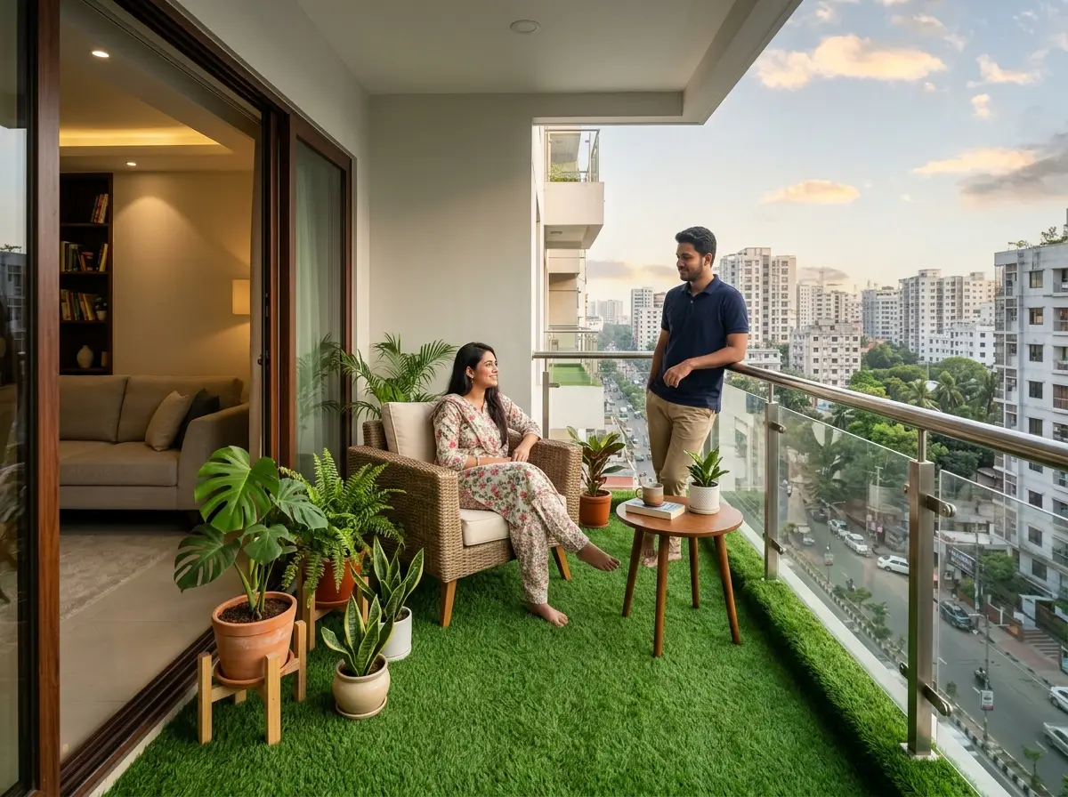 Artificial grass balcony installation in Bangladesh