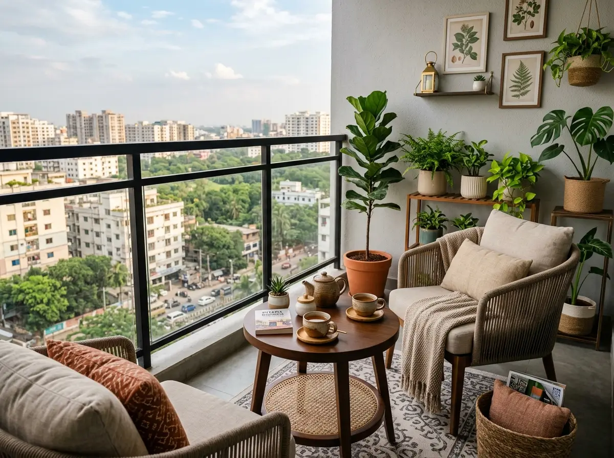 Cozy balcony makeover design (tea corner setup) in Bangladesh