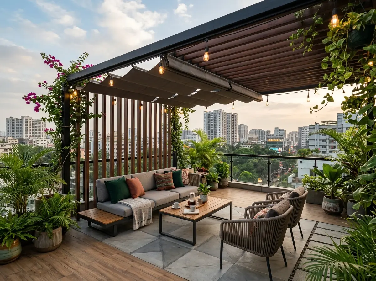 Terrace seating & pergola concept design in Bangladesh