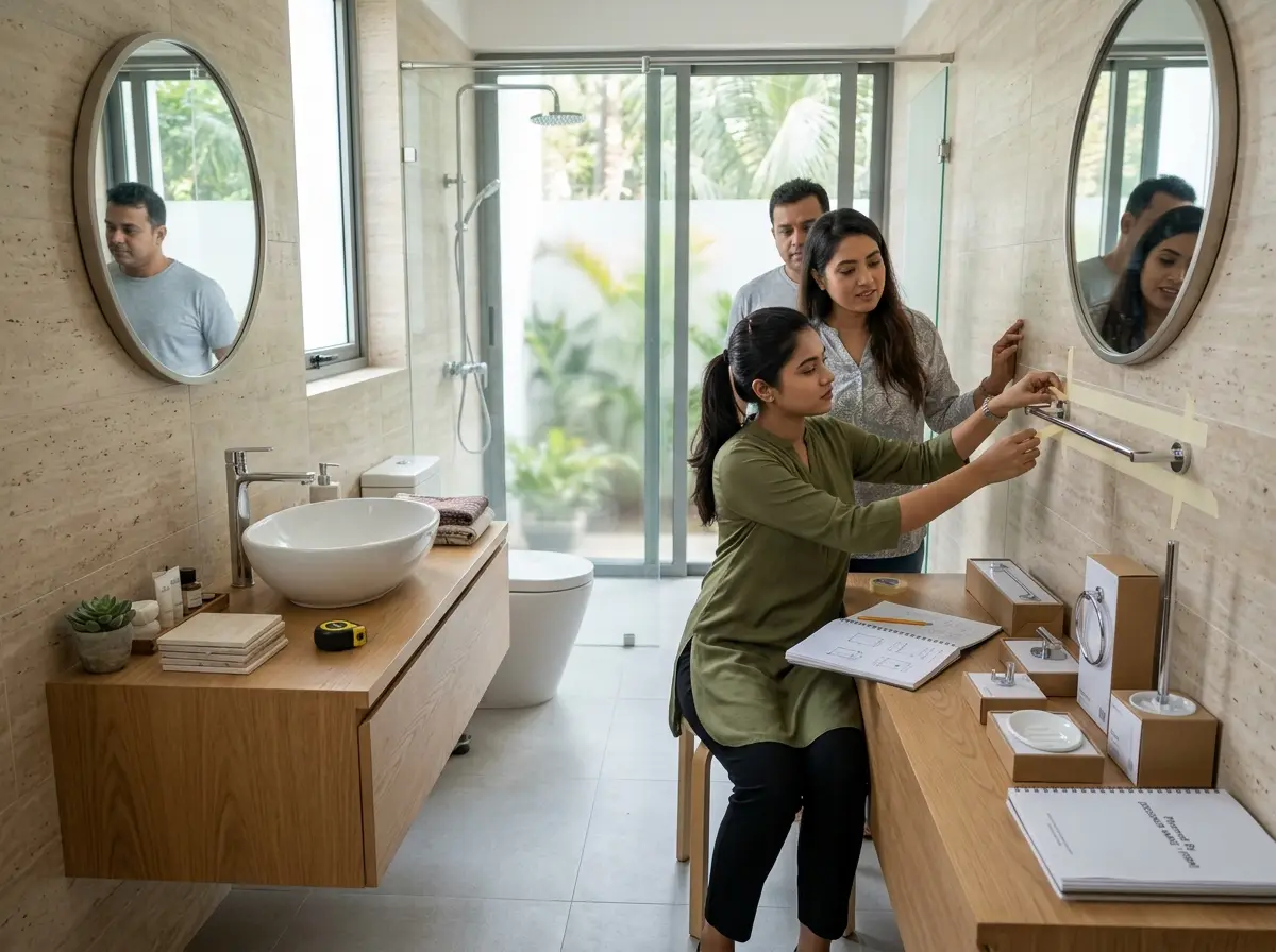 Bathroom accessories placement planning in Bangladesh