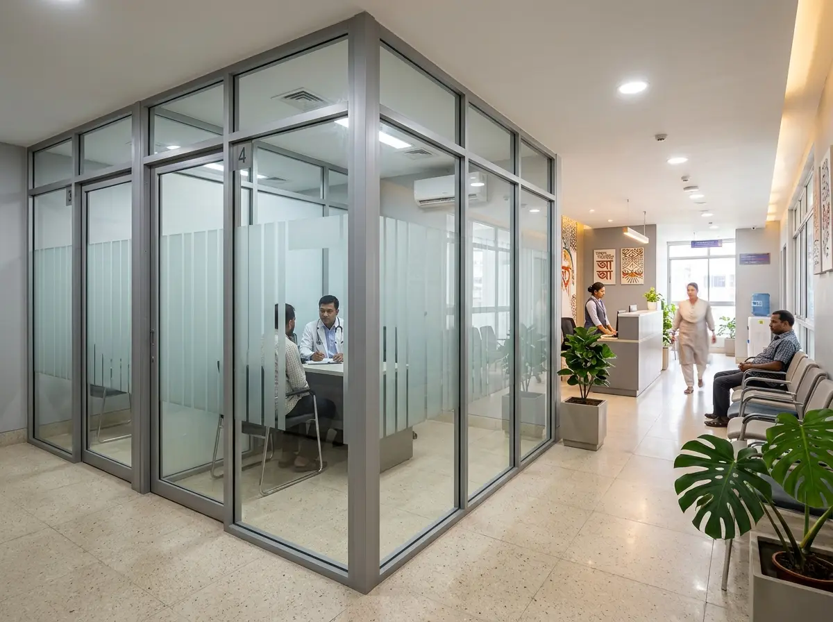 Clinic partitioning (glass/aluminum) design & installation in Bangladesh