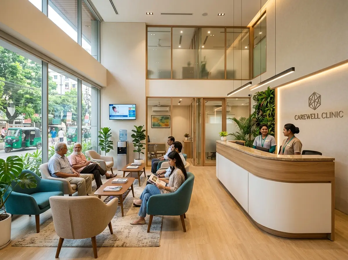 Reception & waiting area design (clinic) in Bangladesh