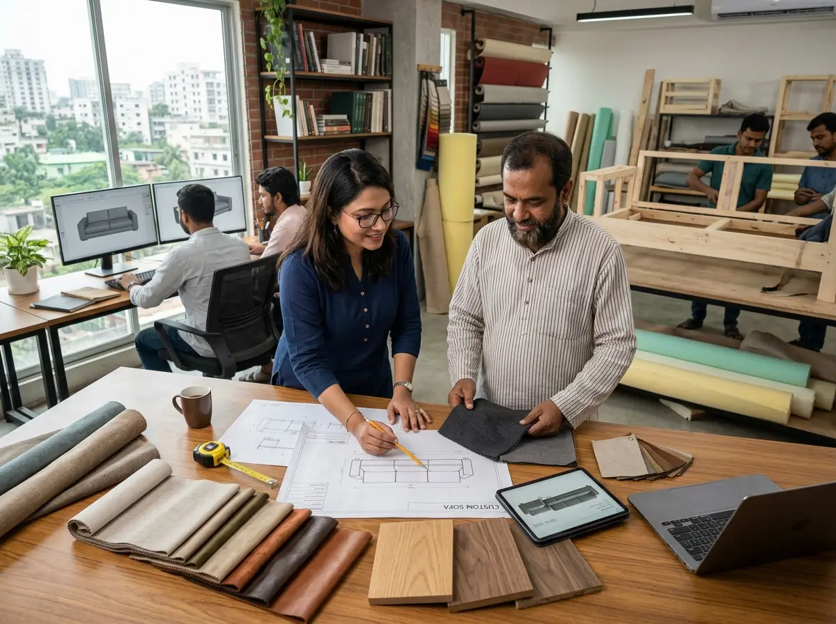 Custom sofa design & manufacturing coordination in Bangladesh