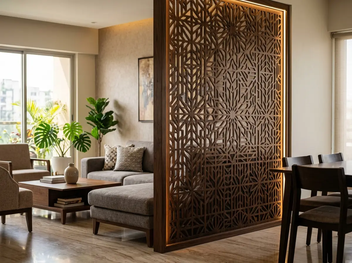 Jali/laser-cut partition design and installation in Bangladesh