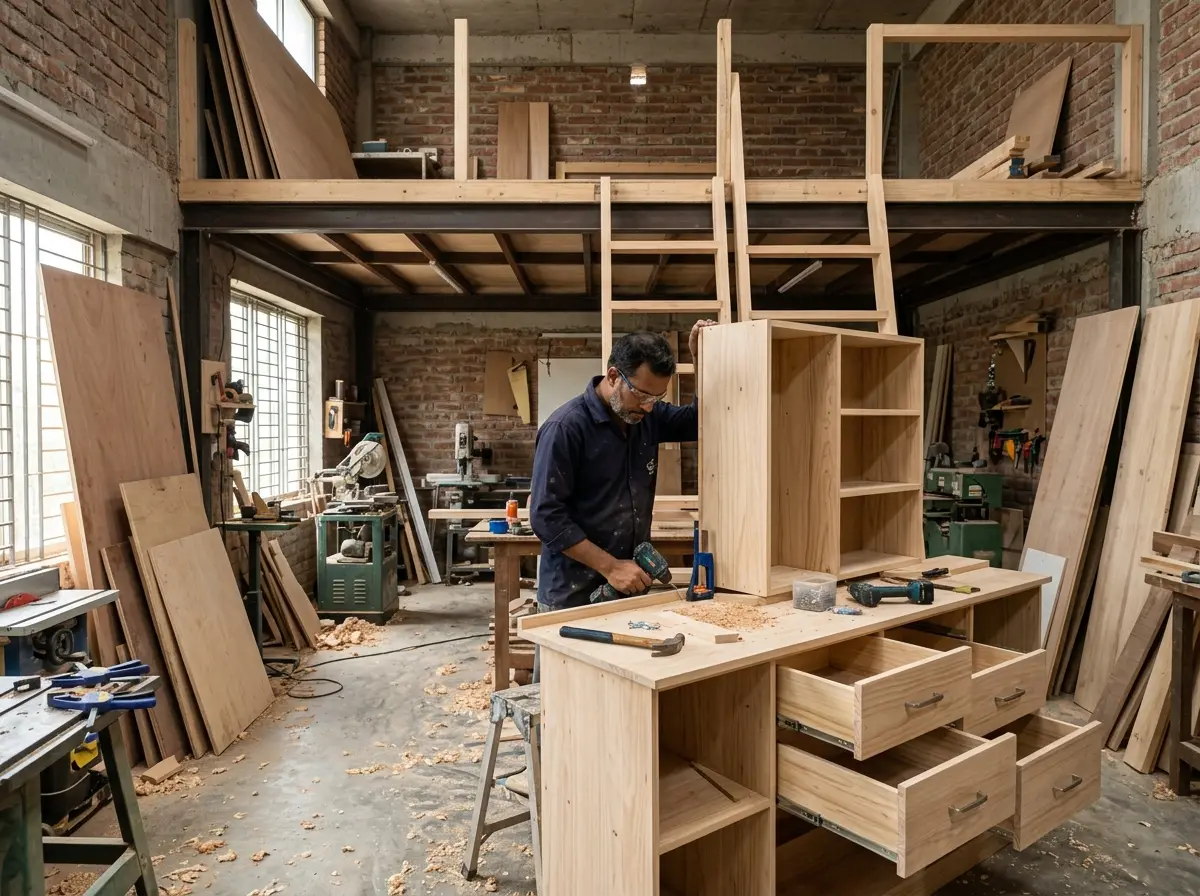 Custom Loft storage cabinet fabrication in Bangladesh