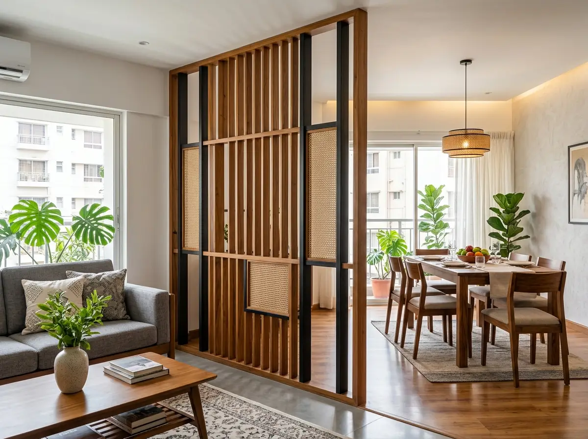Partition design (wood/metal) for living-dining in Bangladesh