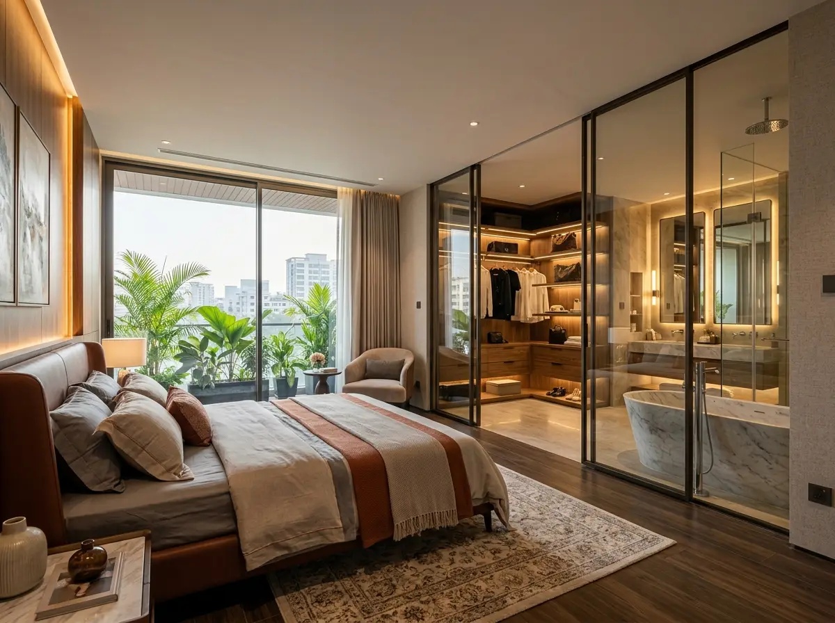 Luxury bedroom suite design (walk-in + bath integration) in Bangladesh
