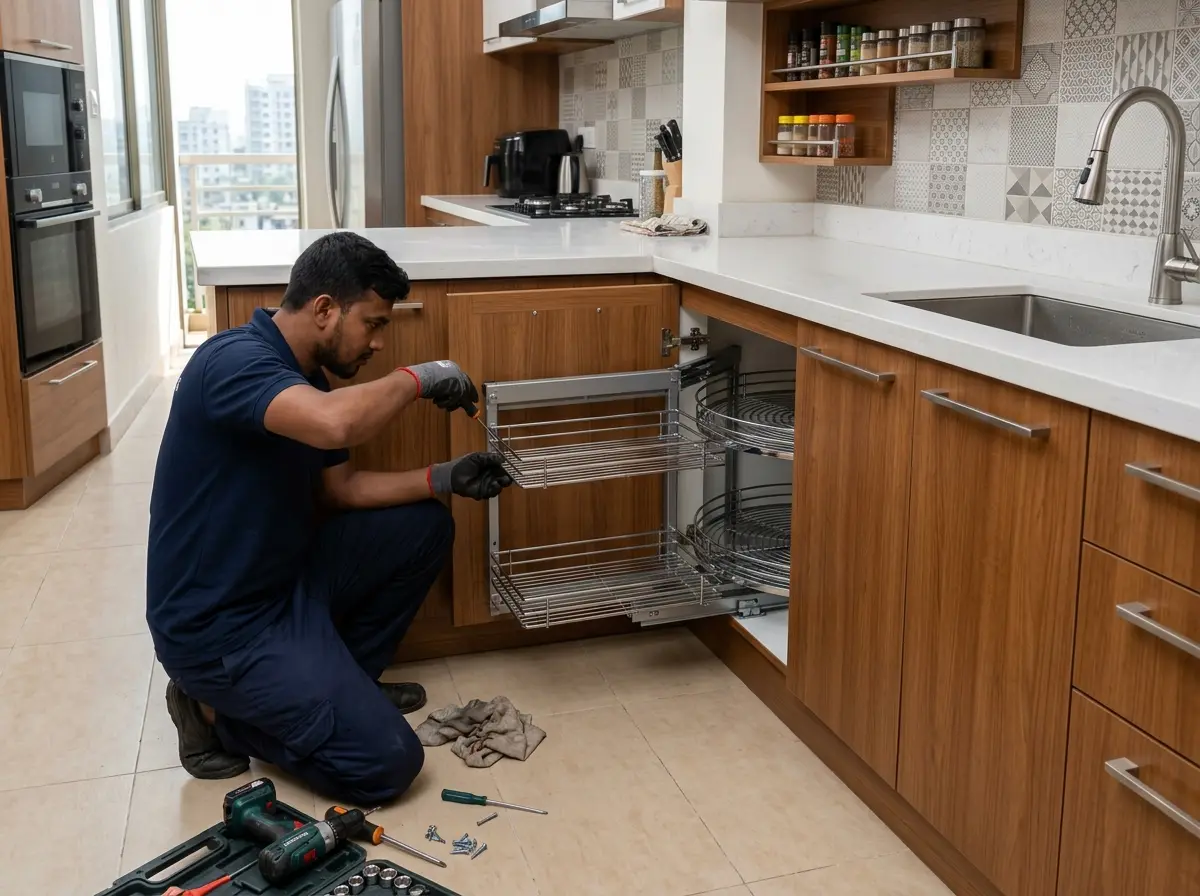 Smart Kitchen Corner Carousel Installation in Bangladesh