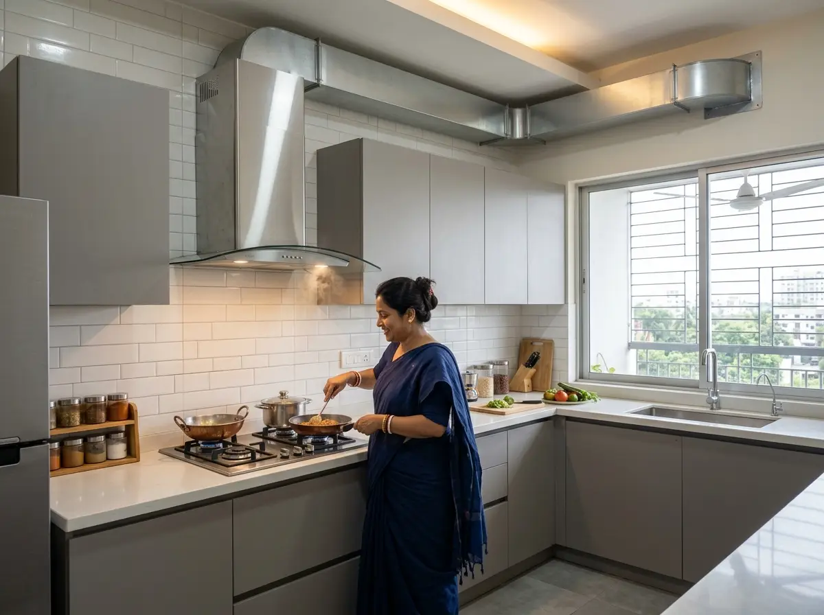 Kitchen chimney/hood & ducting integration in Bangladesh
