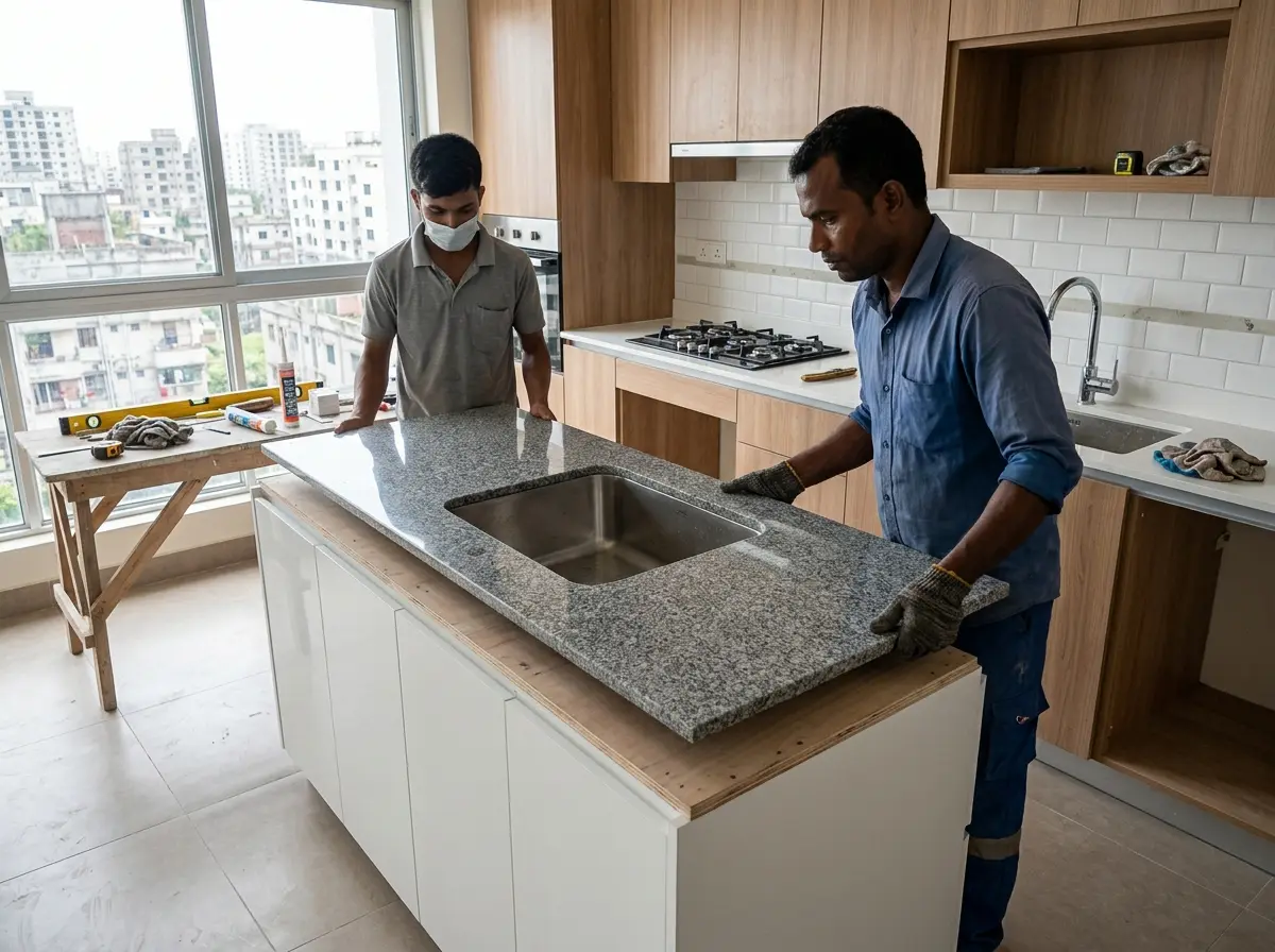 Kitchen countertop selection & installation in Bangladesh
