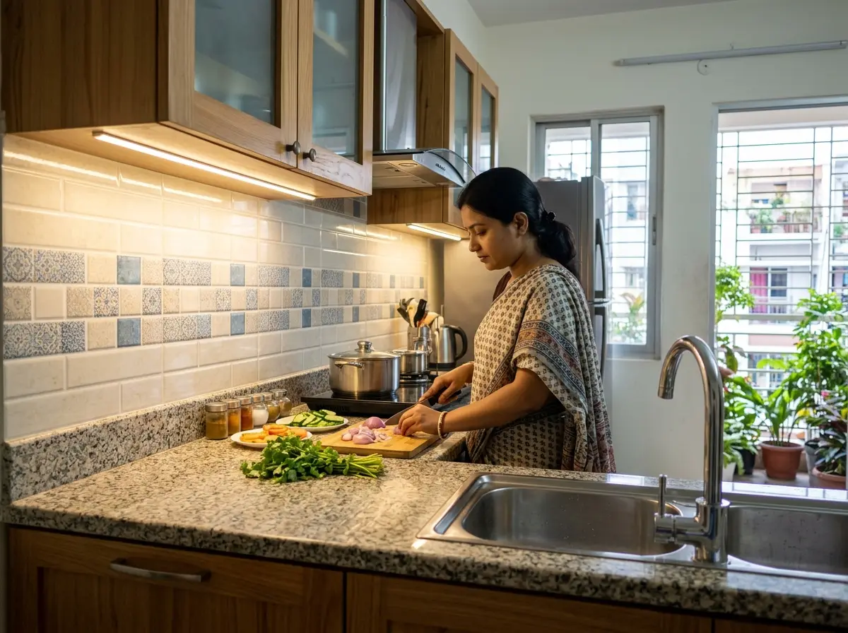 Kitchen lighting plan (under-cabinet/task lighting) in Bangladesh