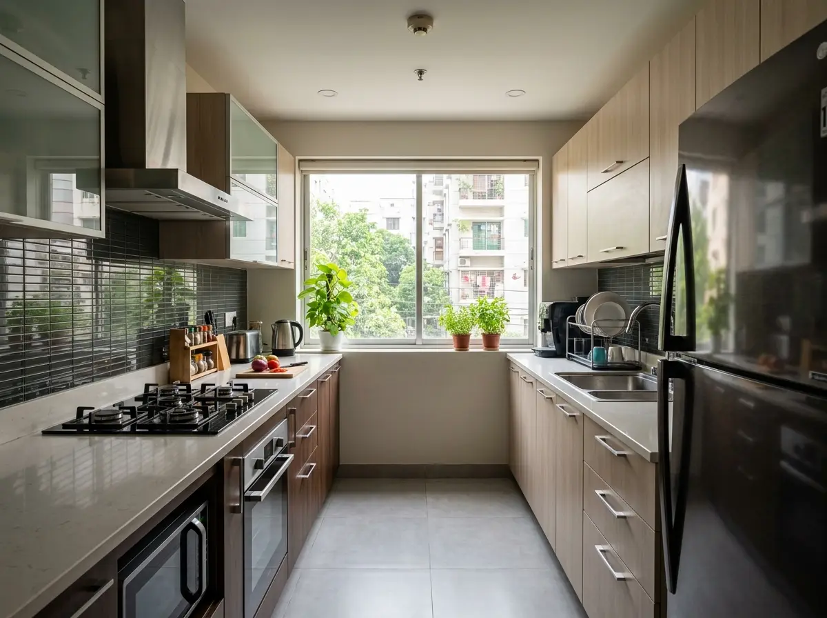 Parallel/galley kitchen design in Bangladesh