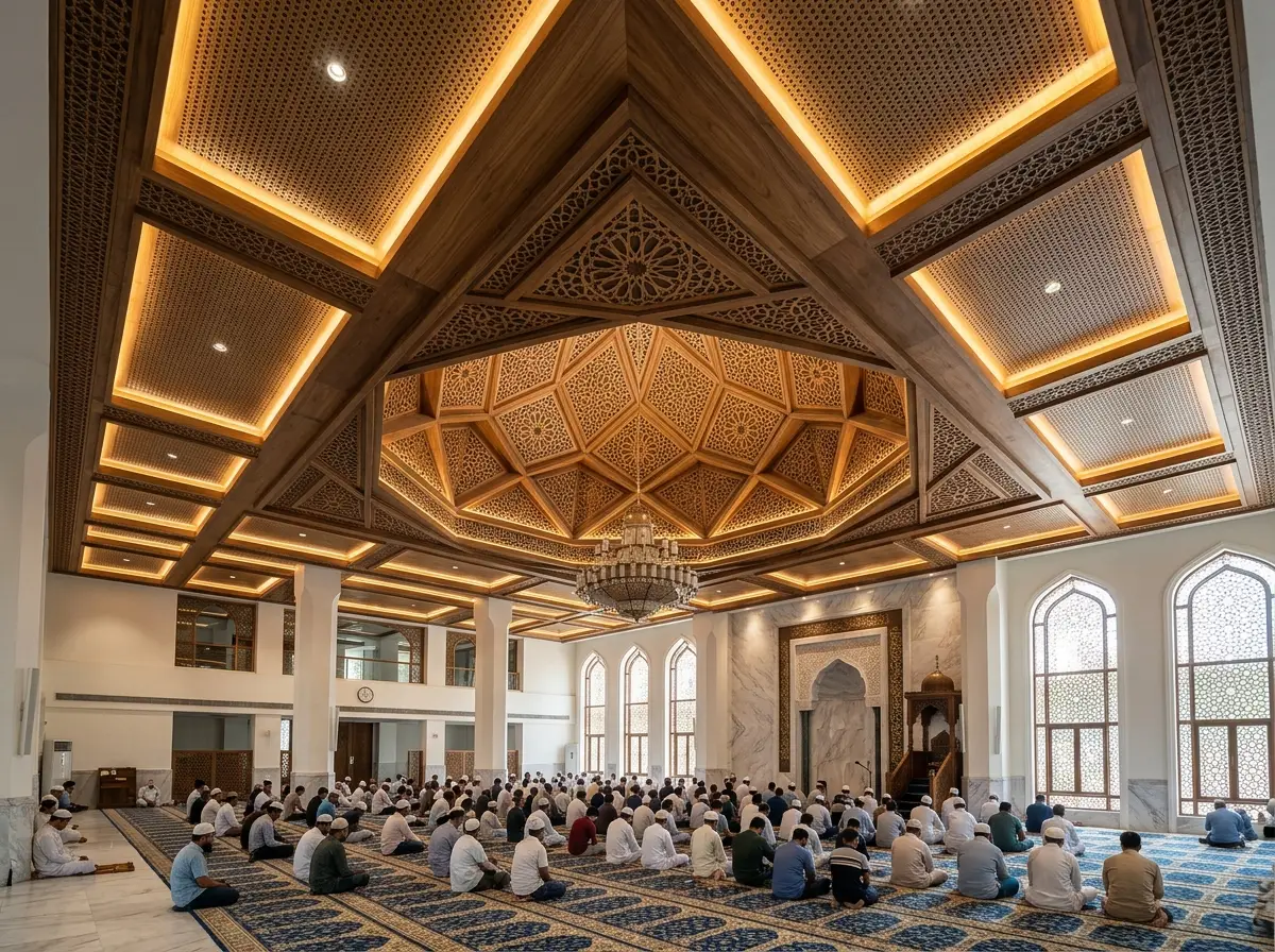 Beautiful, clear Mosque false ceiling design (acoustic + aesthetic) in Bangladesh