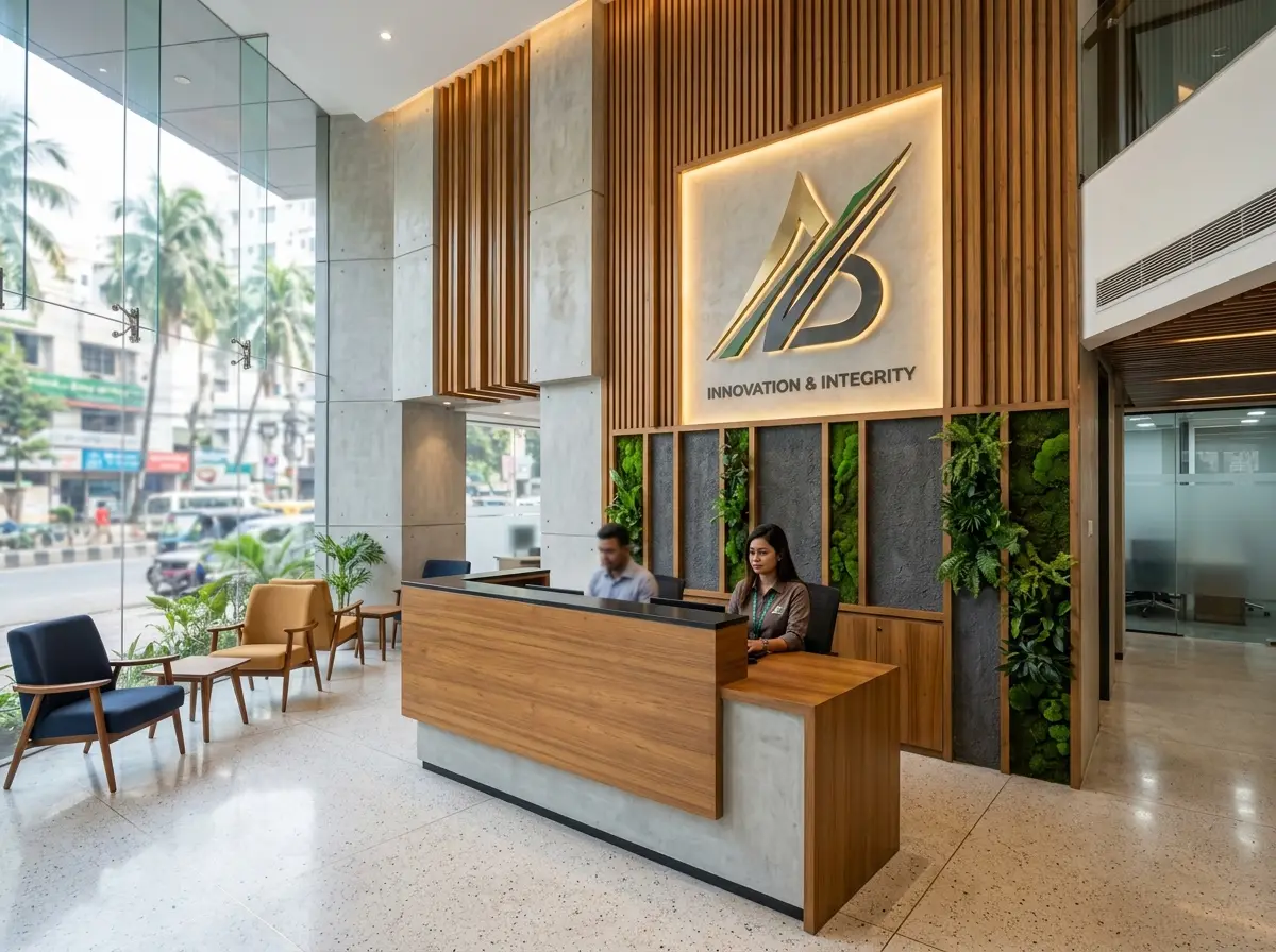 Office branding wall/logo feature design in Bangladesh