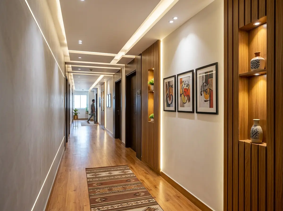 Stunning Corridor/passage wall design & lighting in Bangladesh