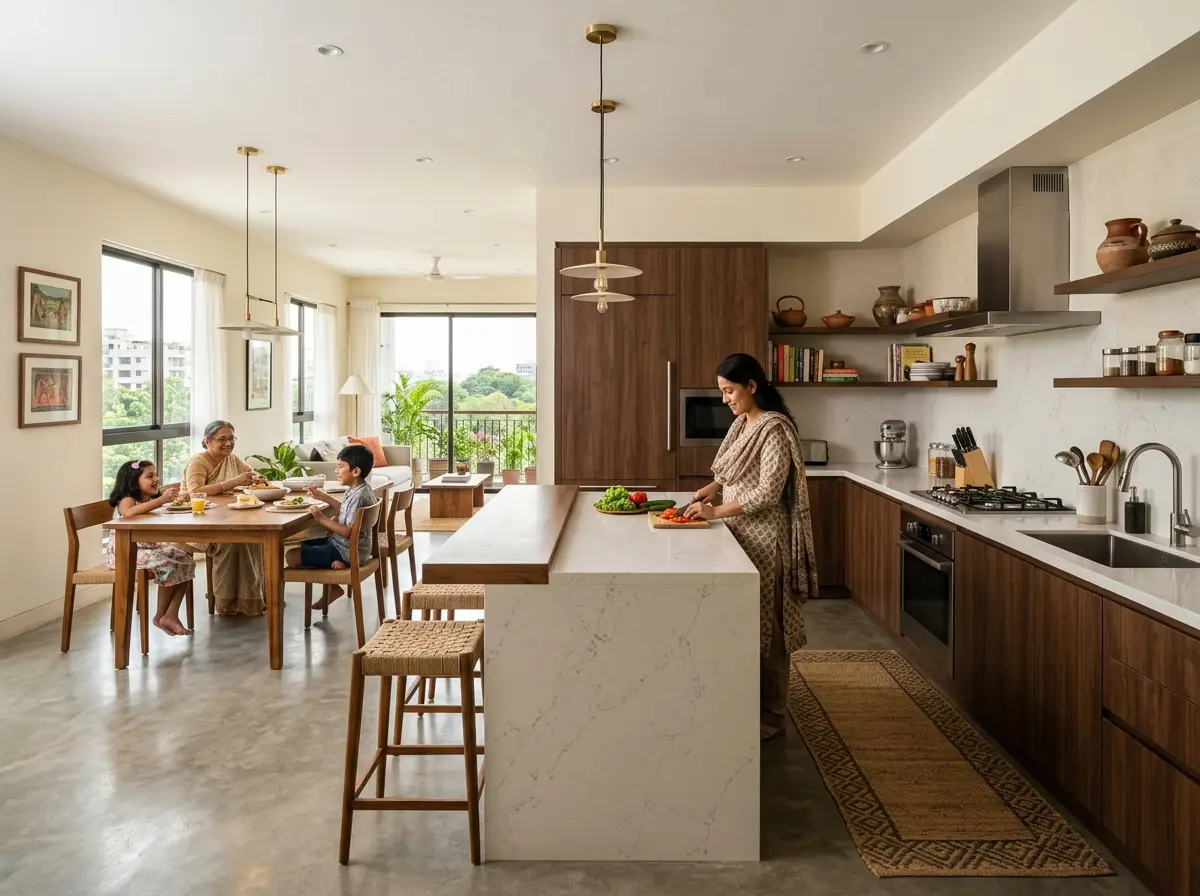 Open kitchen layout planning in Bangladesh