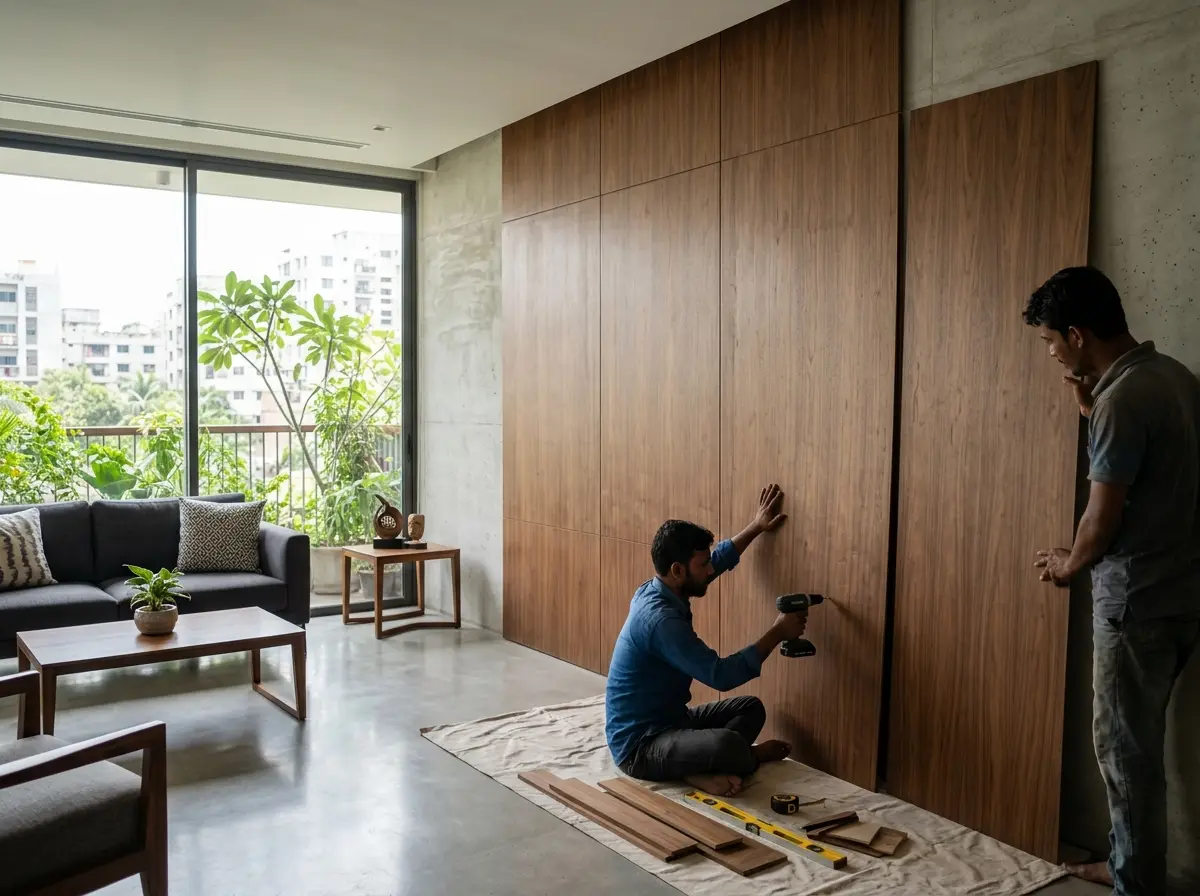 Veneer wall paneling design & installation in Bangladesh