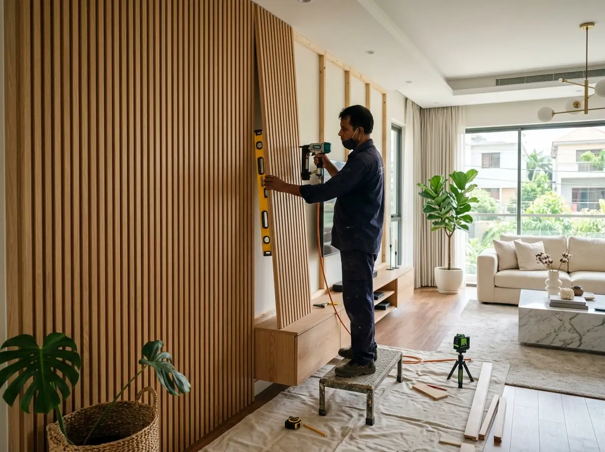 Wall fluted panel design & installation in Bangladesh