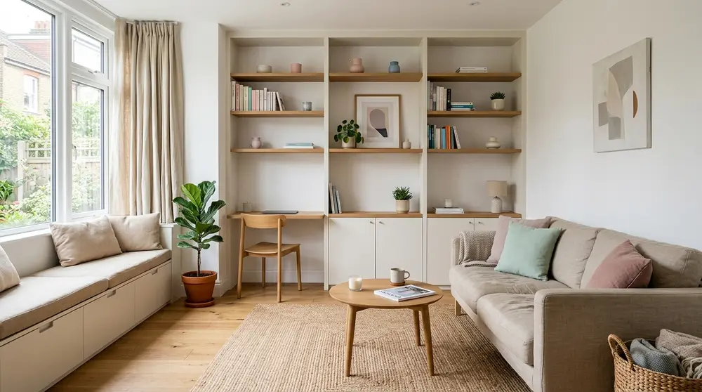 Minimalist living room interior design by Sheraspace in Dhaka