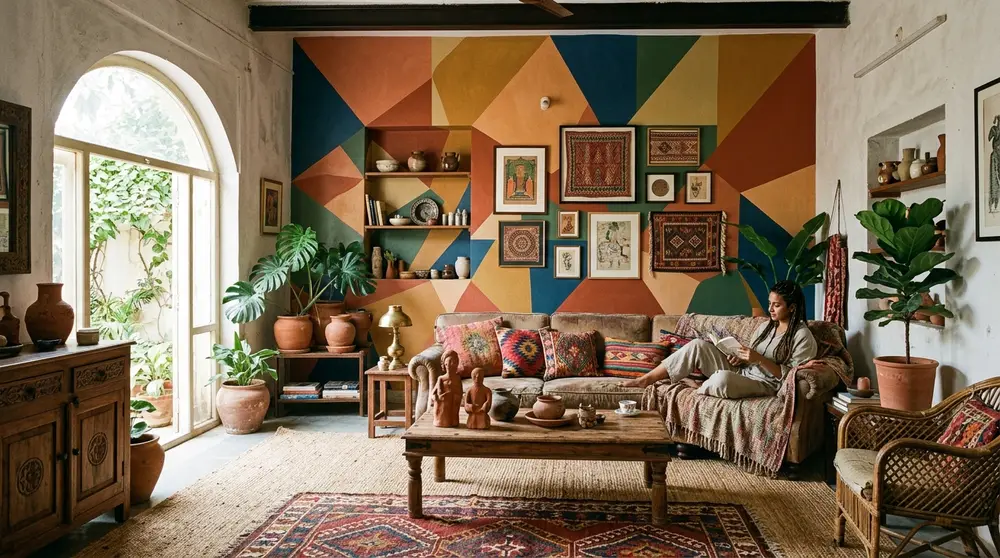 Eclectic living space design featuring local elements by Jetaa Creative Studio