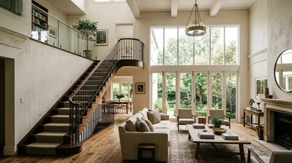 Double height duplex living room design by Dream Touch Architect