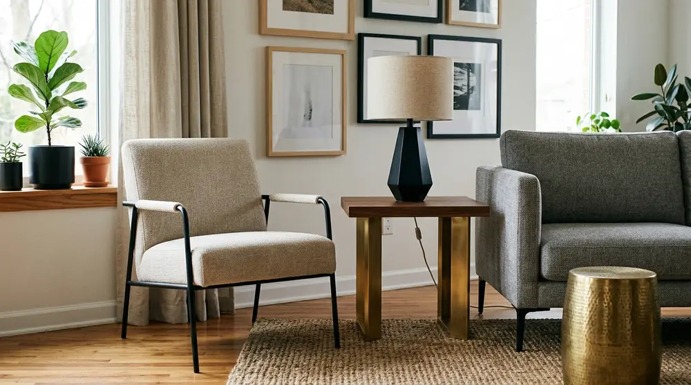 Mixed metal accents in modern furniture