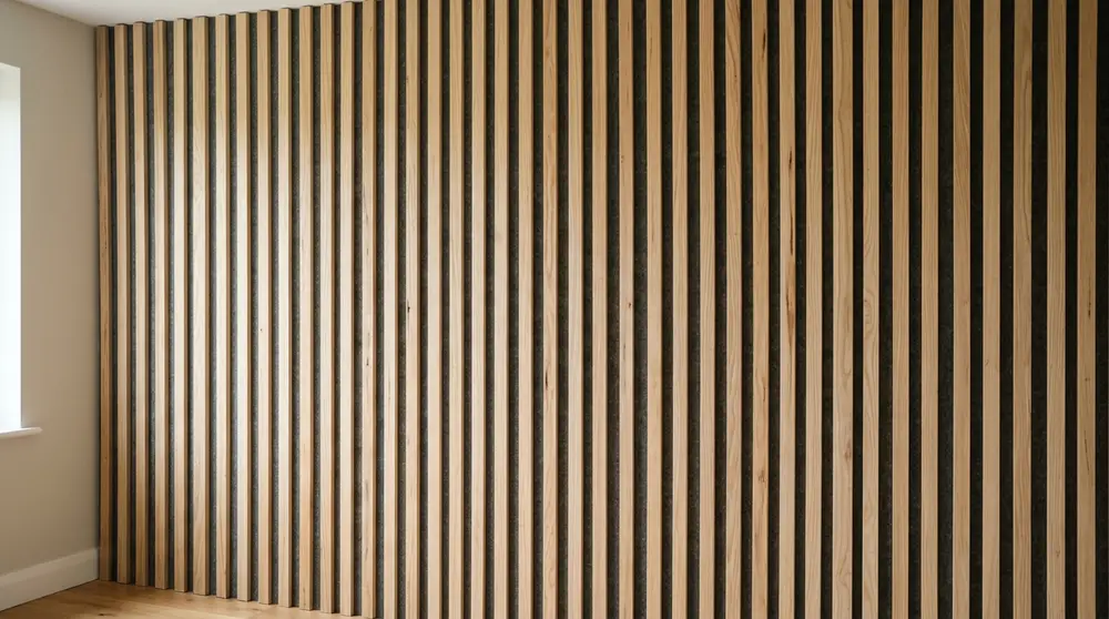 Acoustic wood slat accent wall
