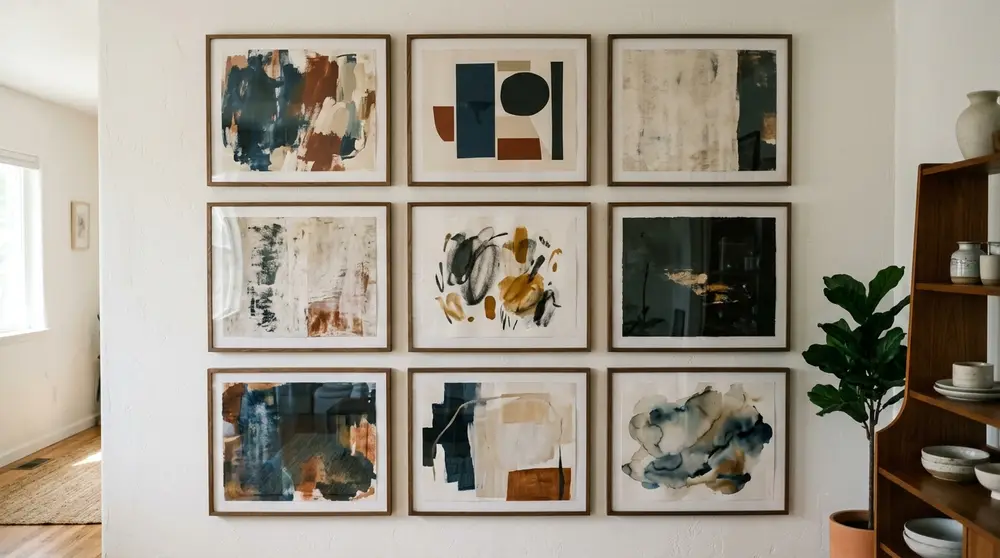 Modern abstract gallery wall