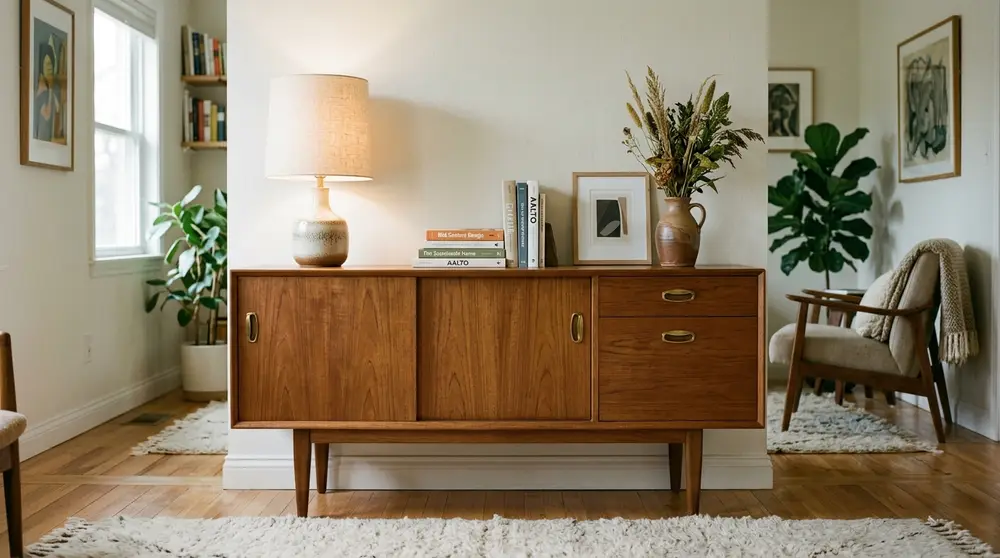 Refurbished Mid-Century Sideboards – The Sustainable Hero — 35 Modern Living Room Inspiration & Design Ideas 2026