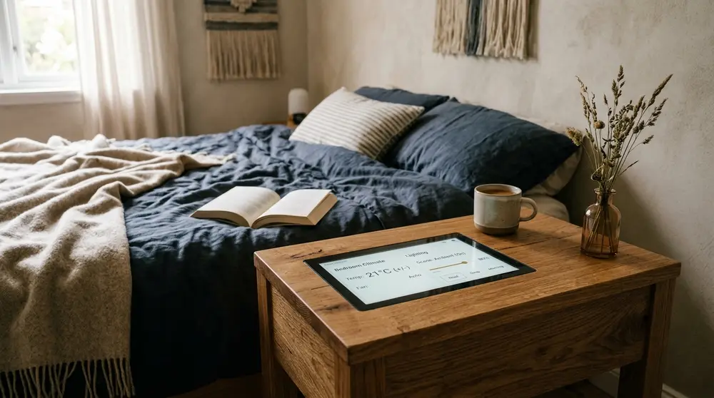 Integrated smart home bedside control panel