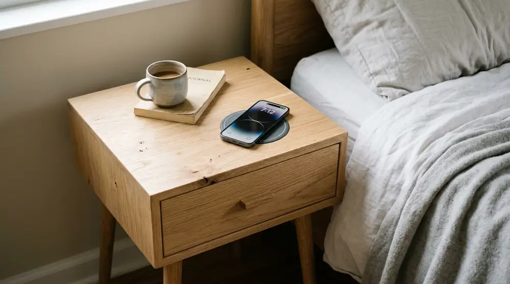 Wireless charging integrated nightstand